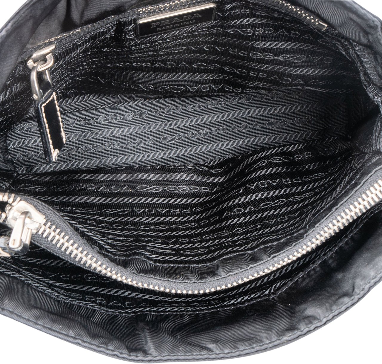 Prada Black Nylon Triangle Handbag Zwart