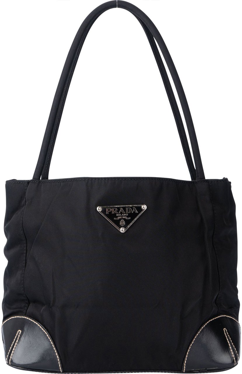 Prada Black Nylon Triangle Handbag Zwart