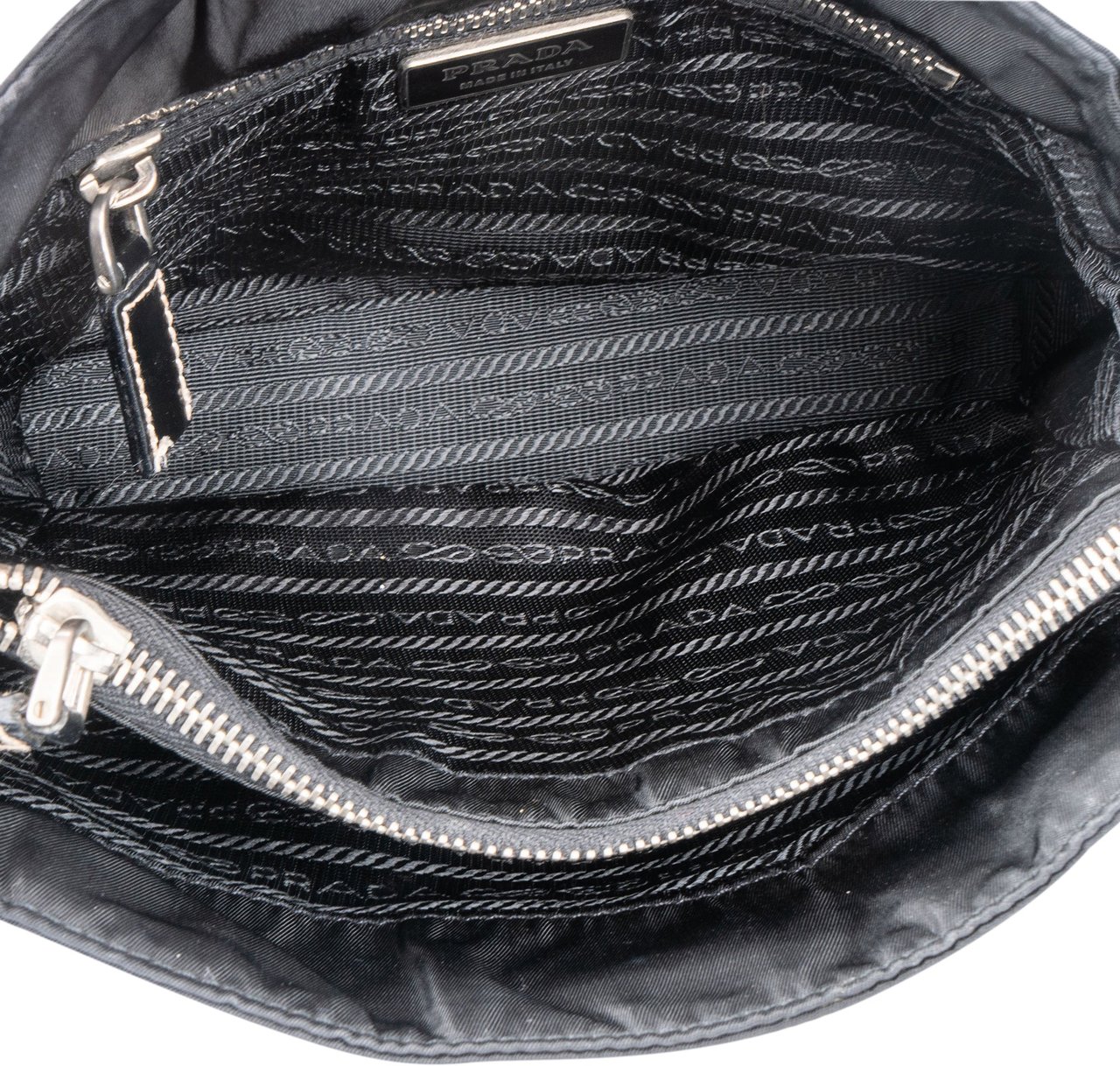Prada Prada Black Nylon Triangle Handbag Zwart