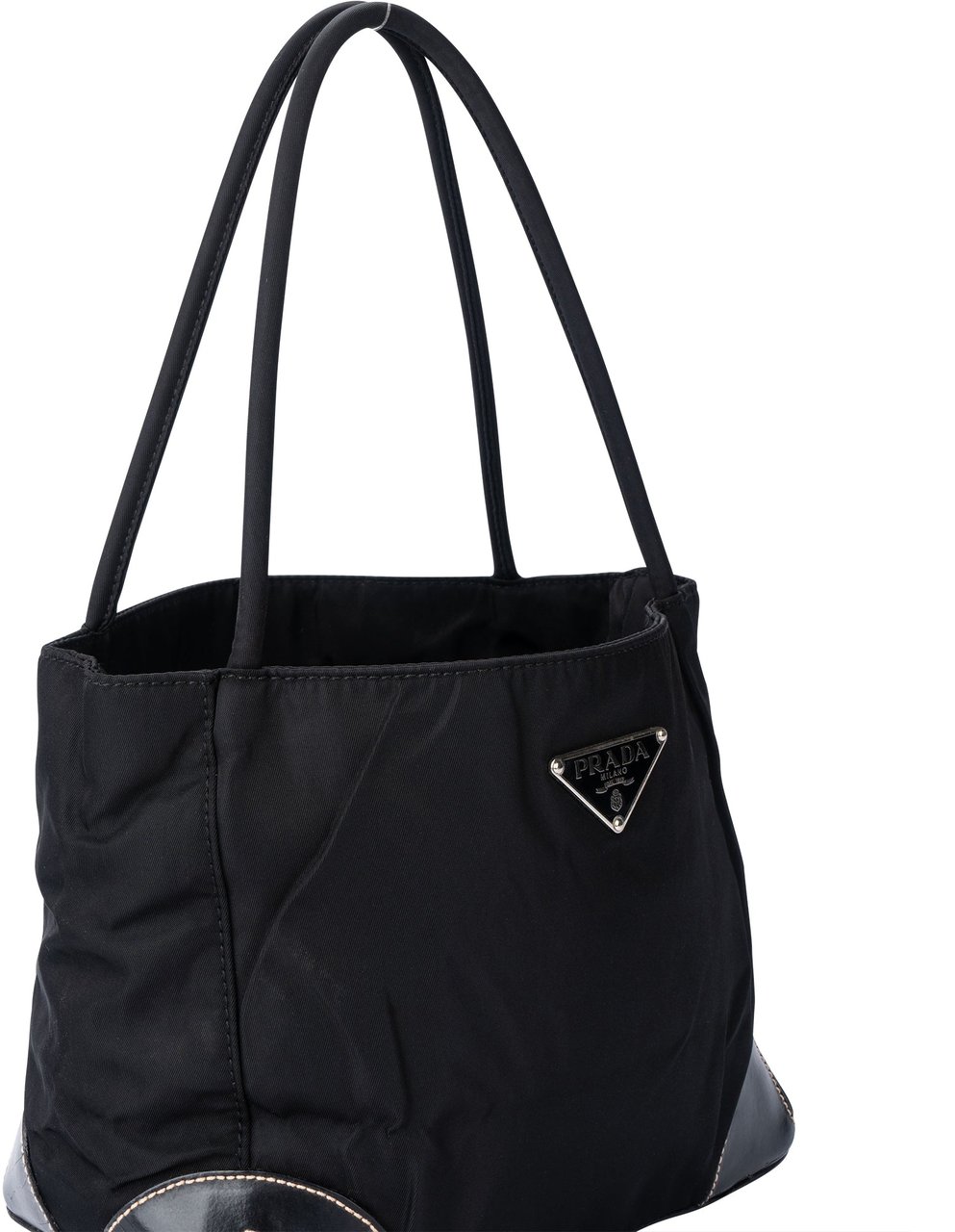 Prada Black Nylon Triangle Handbag Zwart