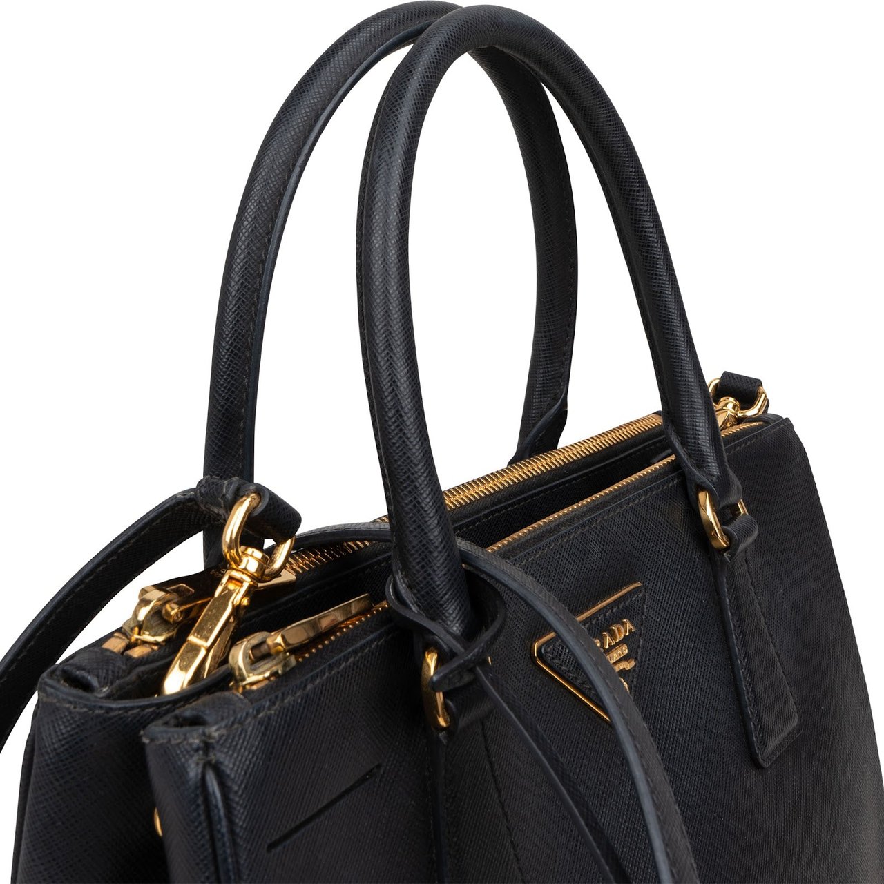 Prada Prada Back Saffiano Leather Galleria Handbag Zwart