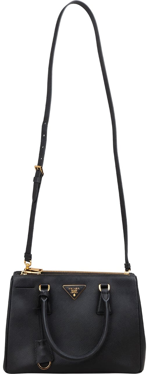 Prada Prada Back Saffiano Leather Galleria Handbag Zwart