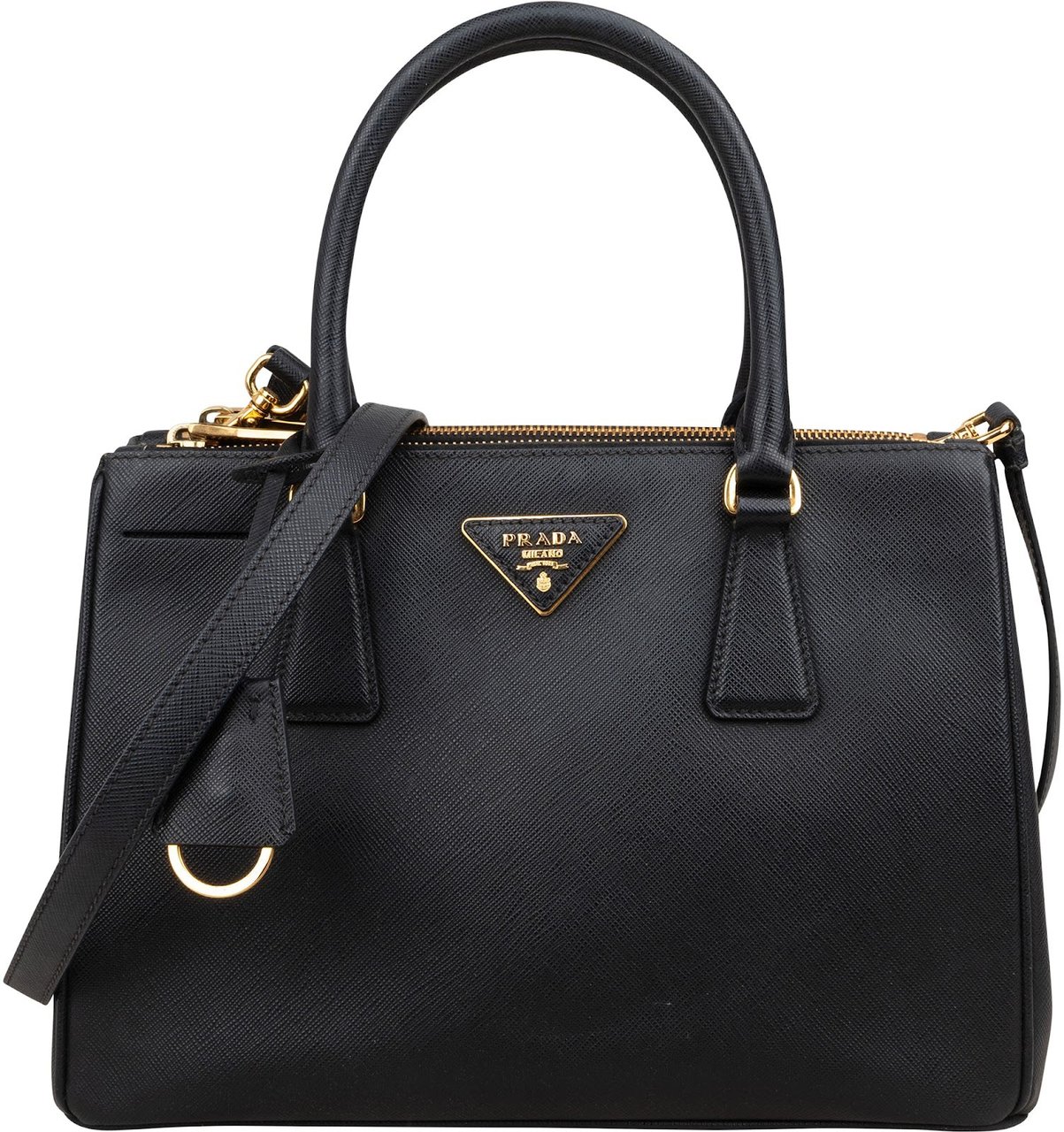 Prada Prada Back Saffiano Leather Galleria Handbag Zwart