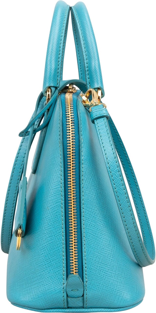 Prada Prada Blue Saffiano Leather Mini Promenade Handbag Blauw