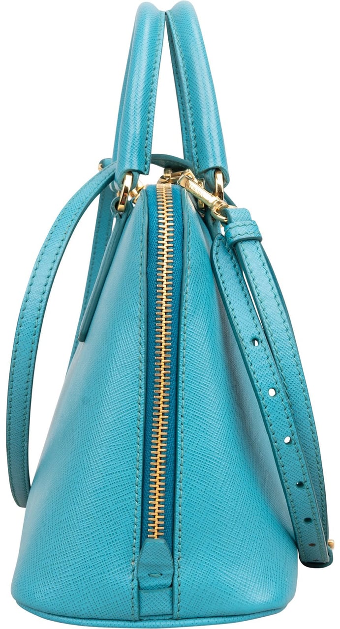 Prada Prada Blue Saffiano Leather Mini Promenade Handbag Blauw