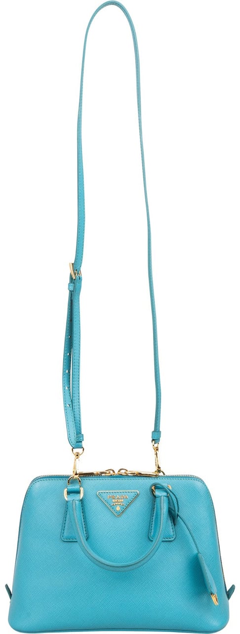 Prada Prada Blue Saffiano Leather Mini Promenade Handbag Blauw