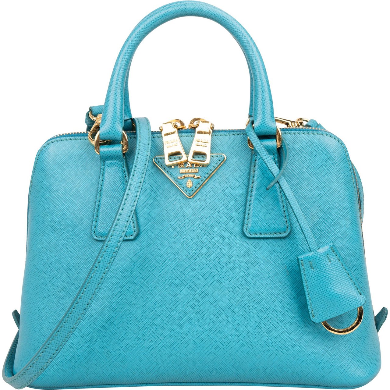 Prada Prada Blue Saffiano Leather Mini Promenade Handbag Blauw