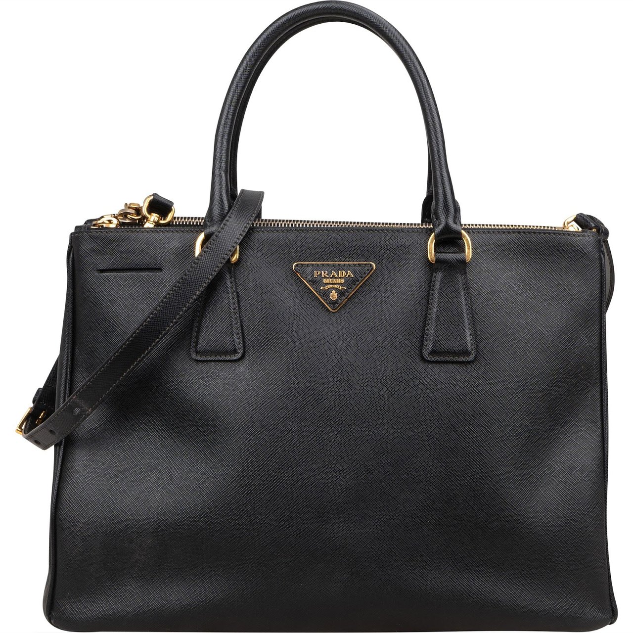 Prada Saffiano Leather Galleria Handbag Zwart