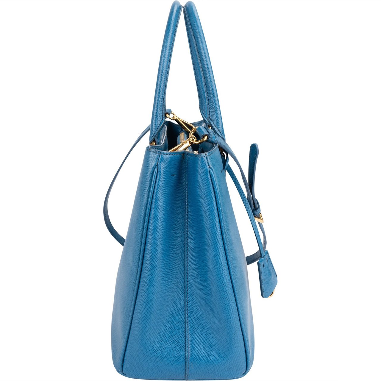 Prada Blue Saffiano Leather Galleria Handbag Blauw