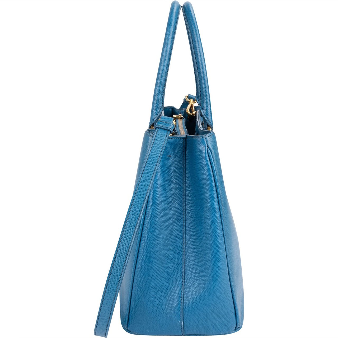 Prada Blue Saffiano Leather Galleria Handbag Blauw