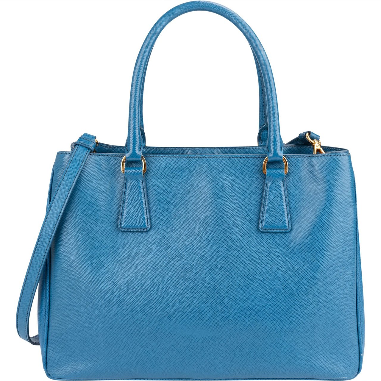 Prada Blue Saffiano Leather Galleria Handbag Blauw