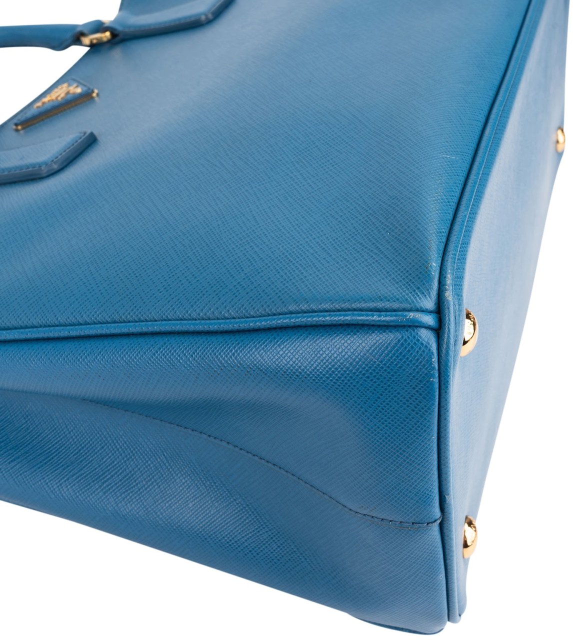 Prada Blue Saffiano Leather Galleria Handbag Blauw
