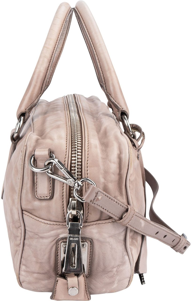 Prada Vitello Antique Leather Bauletto Handbag Divers