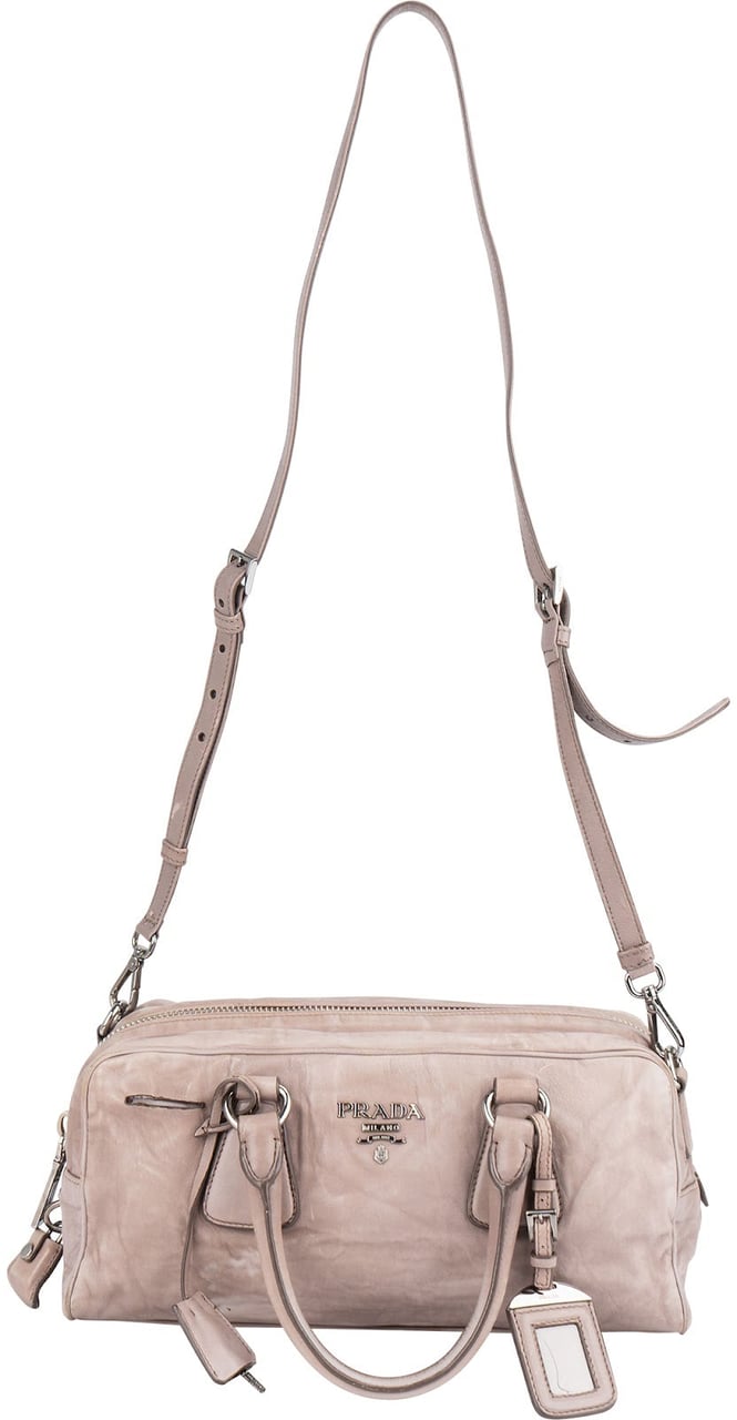 Prada Vitello Antique Leather Bauletto Handbag Divers