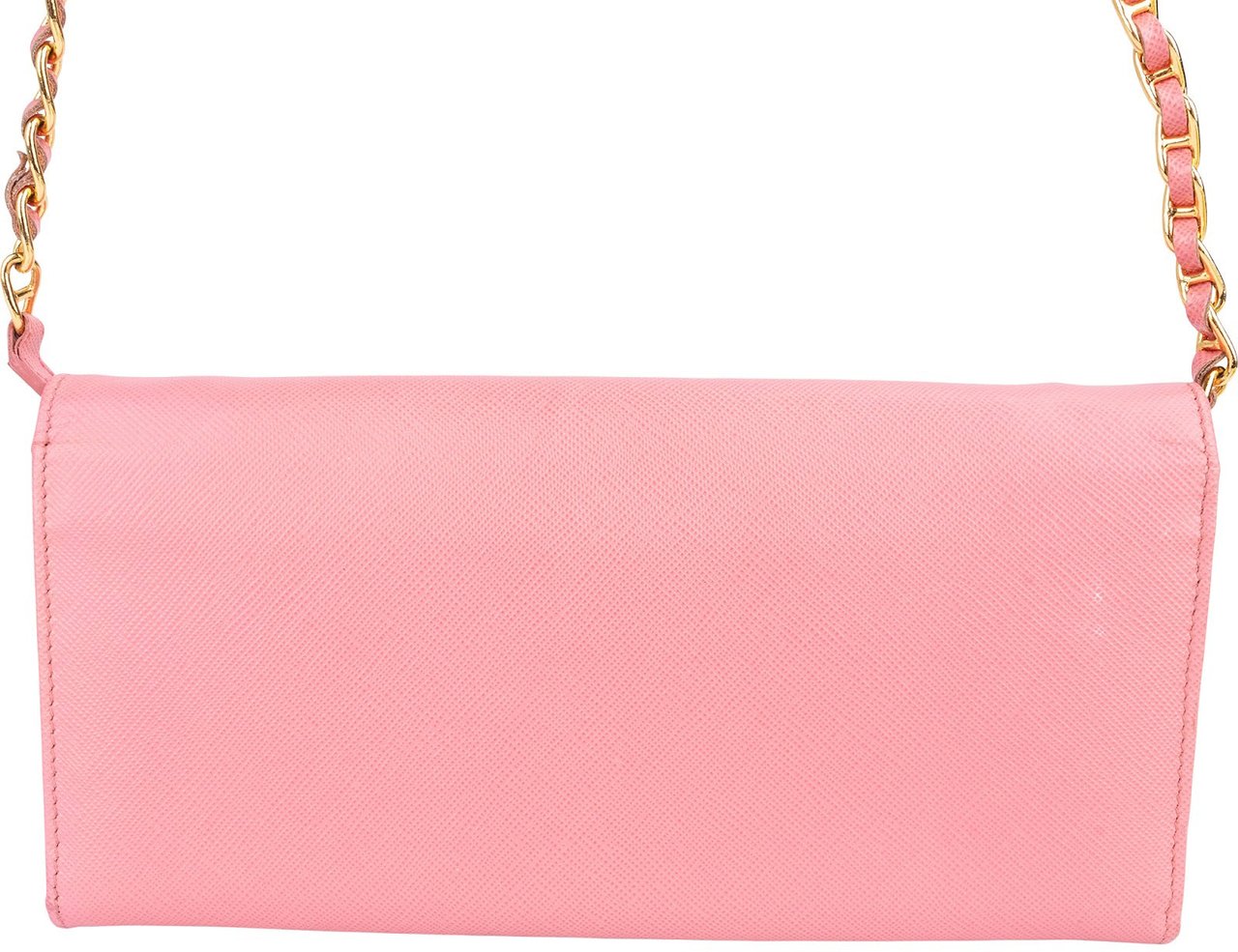 Prada Prada Pink Saffiano Leather Wallet on Chain Crossbody Bag Rood