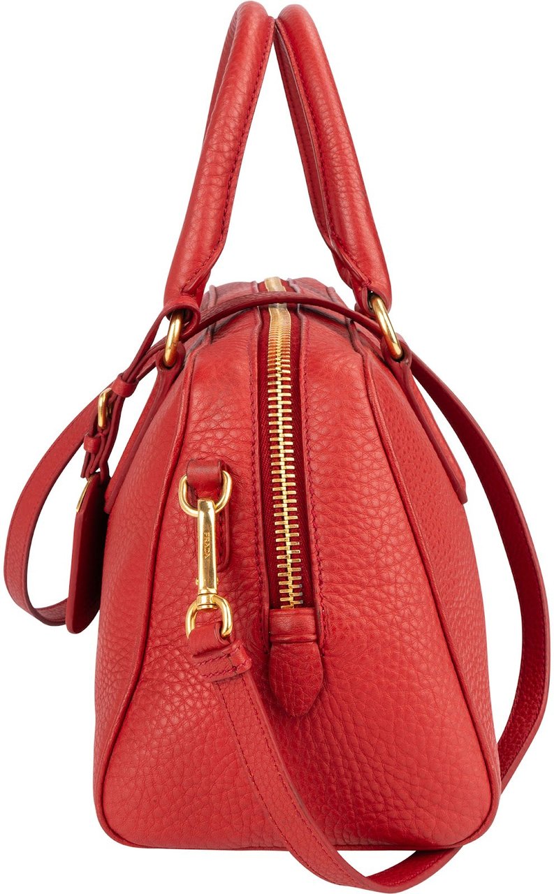 Prada Red Vitello Daino Leather Duffle Handbag Rood