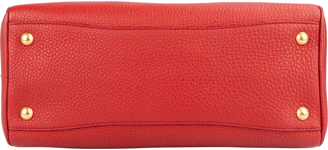 Prada Red Vitello Daino Leather Duffle Handbag Rood