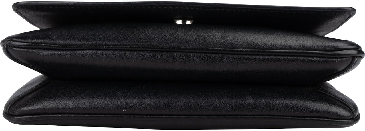 Prada Saffiano Leather Chain Wallet Crossbody Bag Zwart
