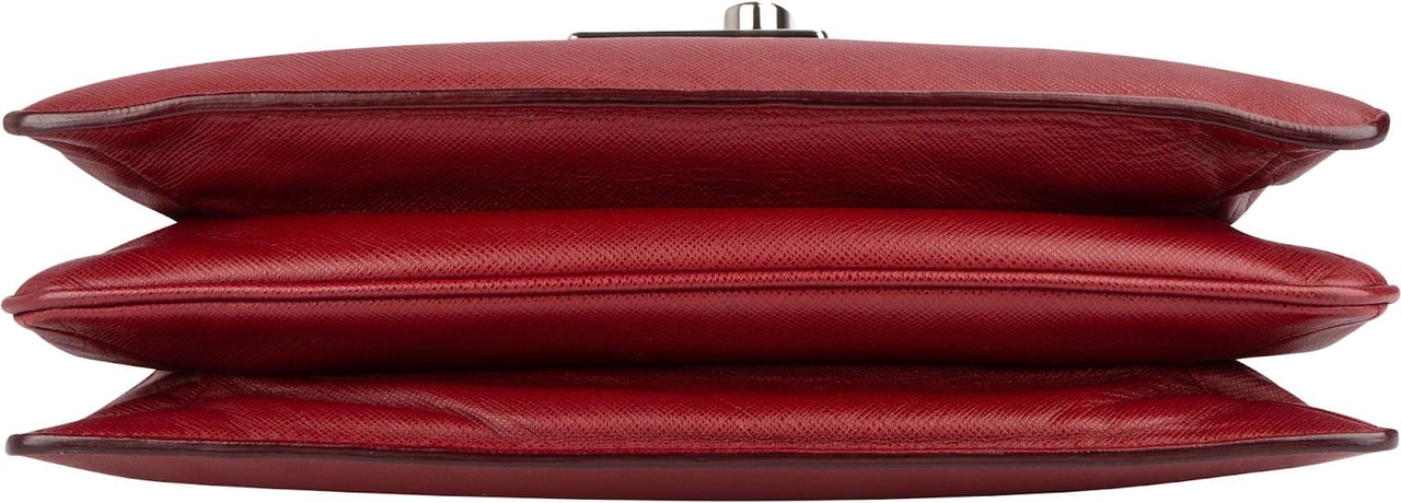 Prada Saffiano Leather Bicolor Shoulder Bag Rood