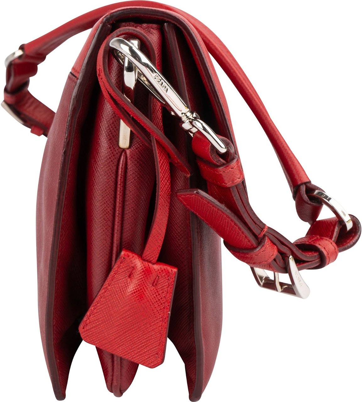 Prada Saffiano Leather Bicolor Shoulder Bag Rood
