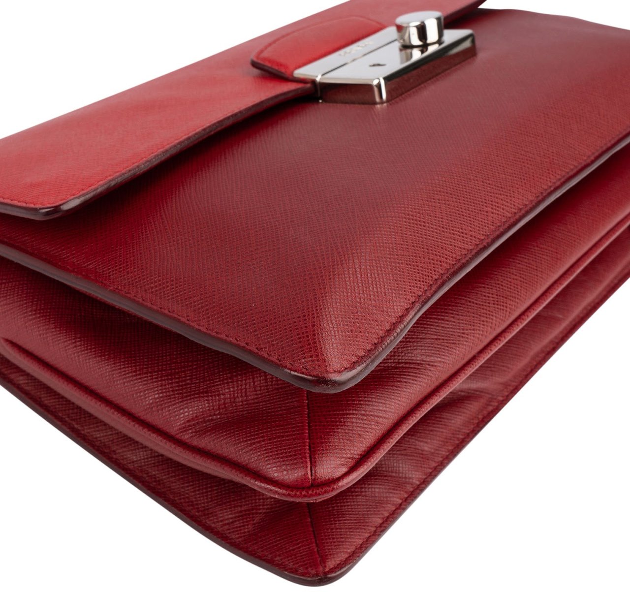 Prada Saffiano Leather Bicolor Shoulder Bag Rood
