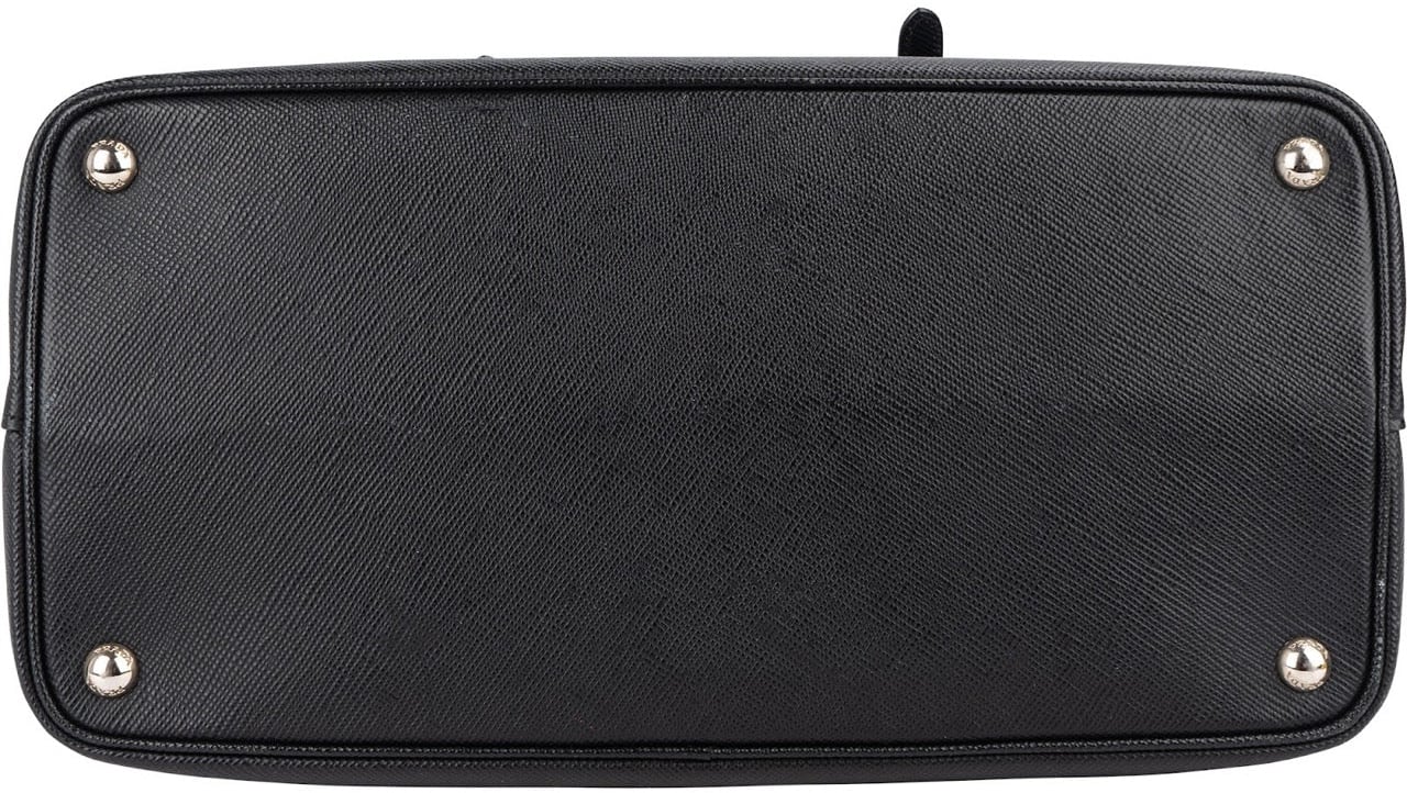 Prada Saffiano Leather Cuir Double Tote Handbag Zwart