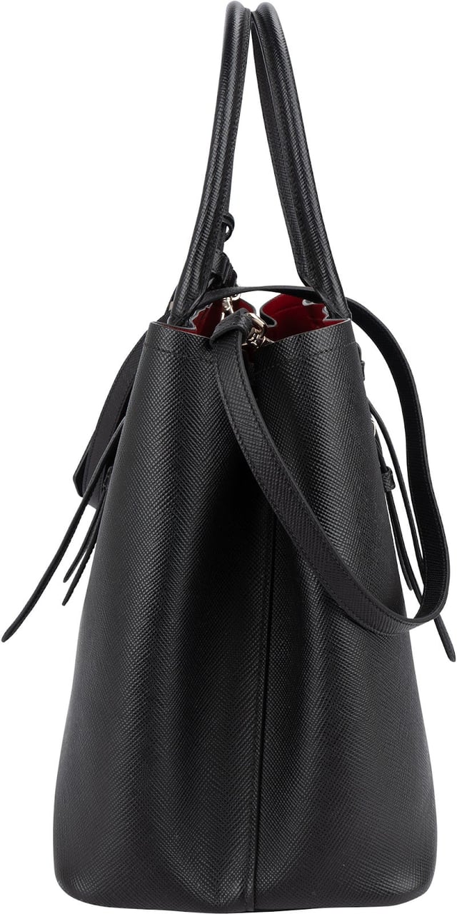 Prada Saffiano Leather Cuir Double Tote Handbag Zwart