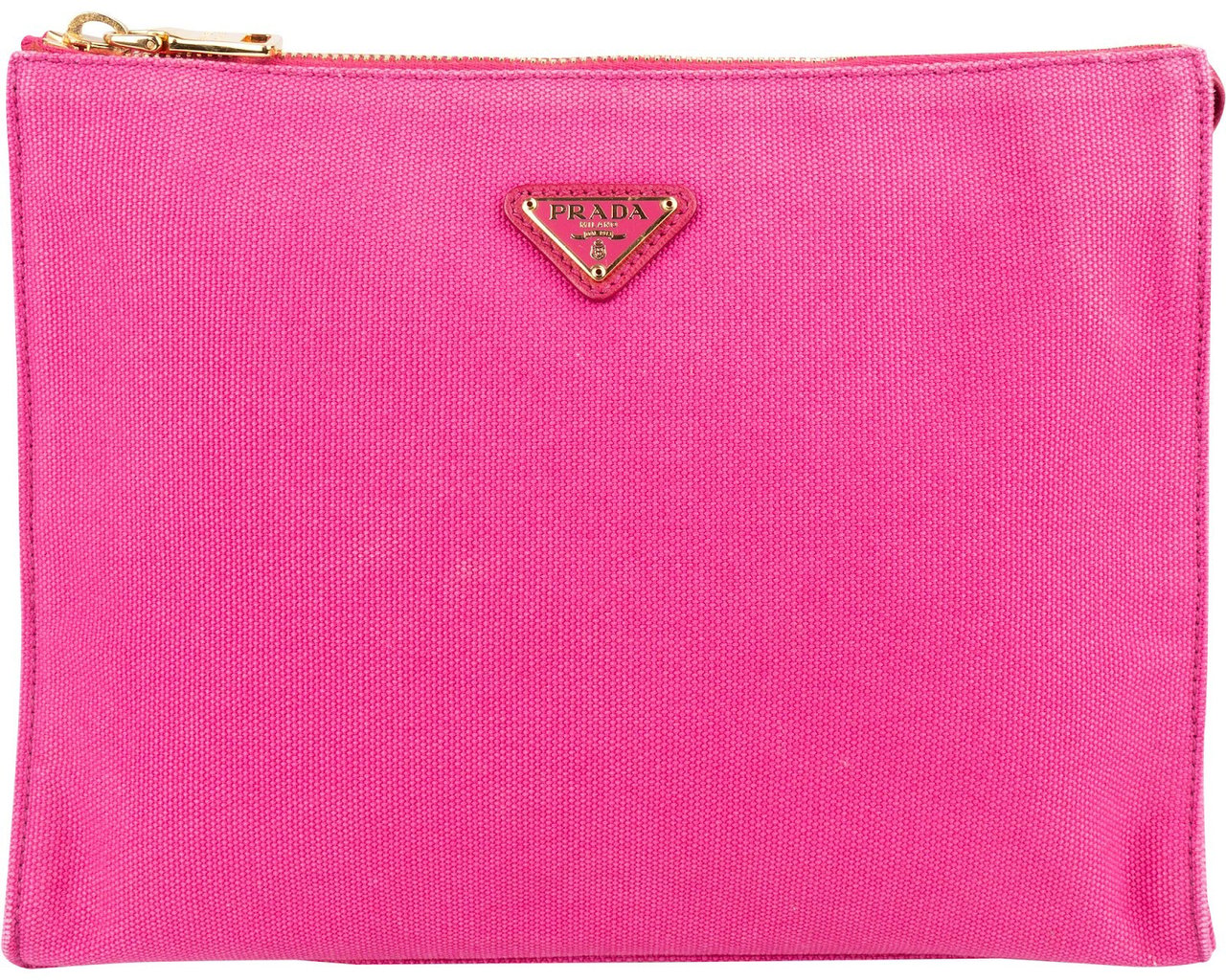 Prada Canapa Cotton Triangle Pouch Bag Rood