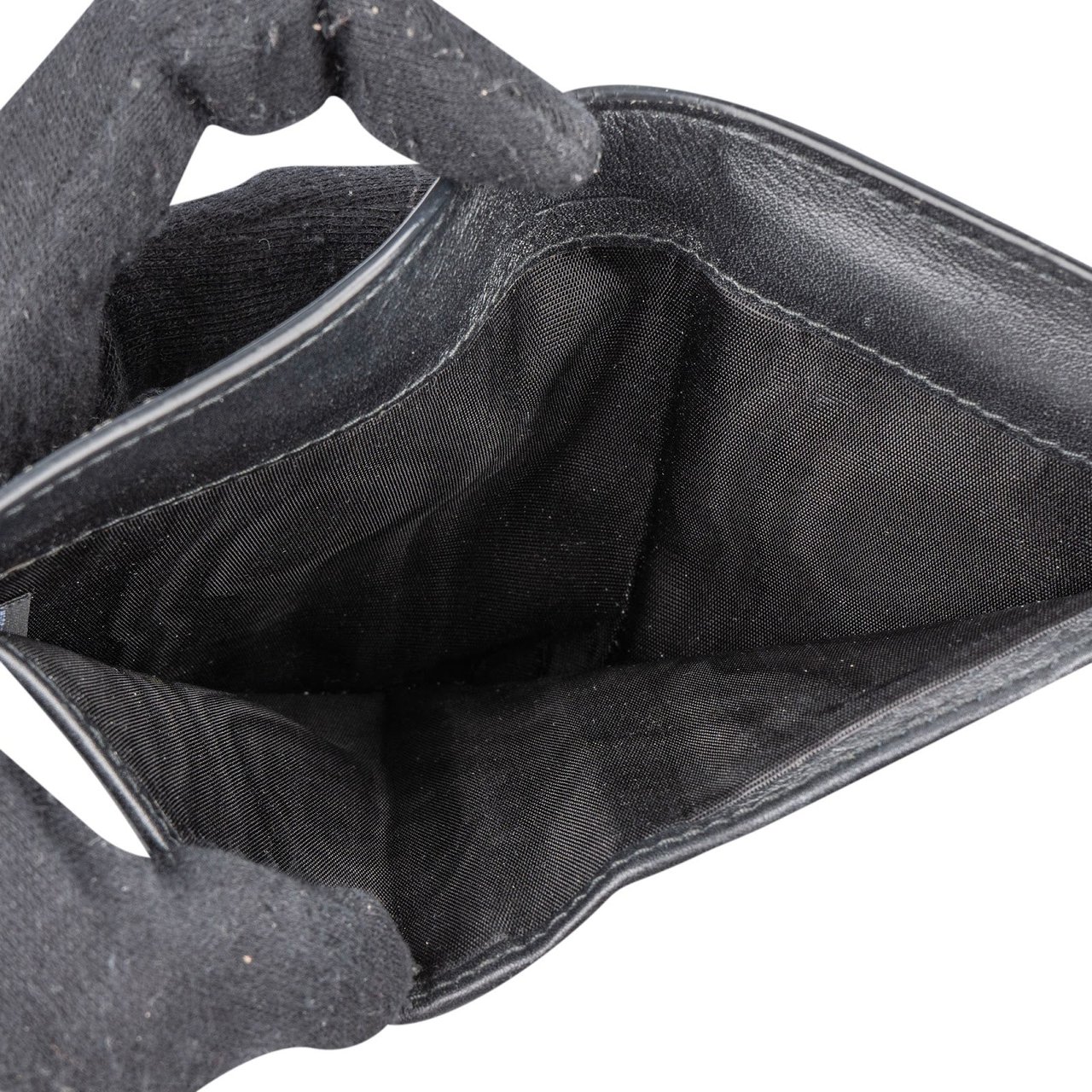Prada Vitello Move Leather Small Trifold Wallet Zwart
