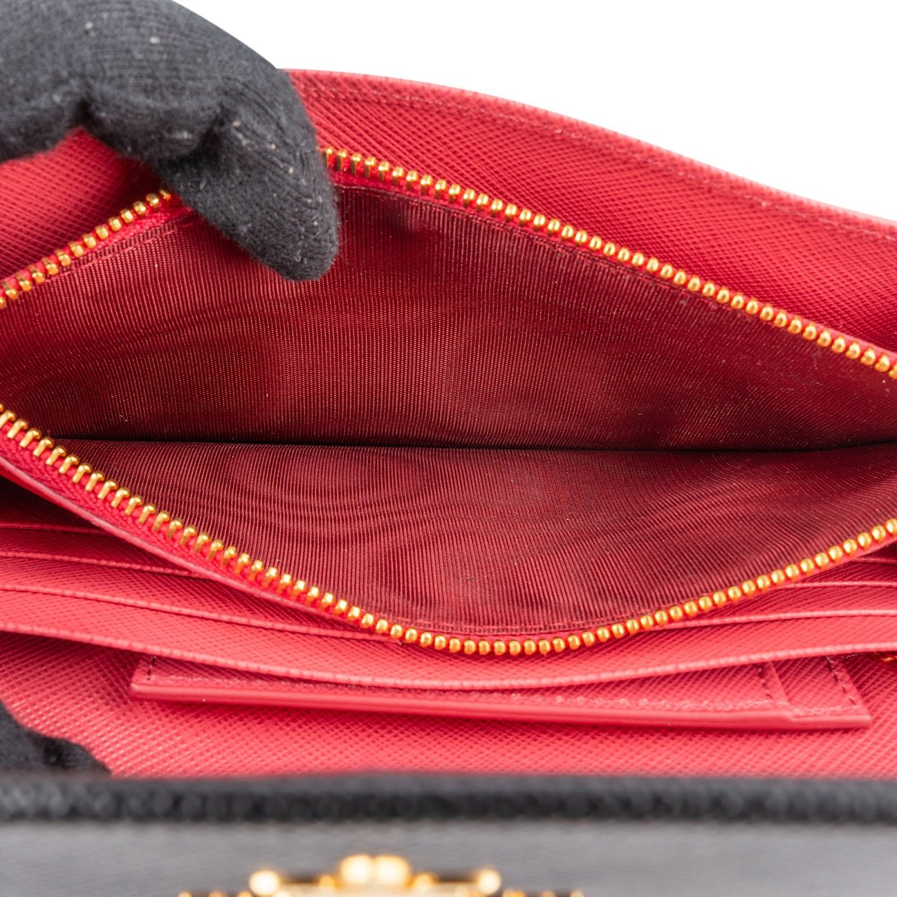 Prada Prada Saffiano Leather Continental Wallet Zwart