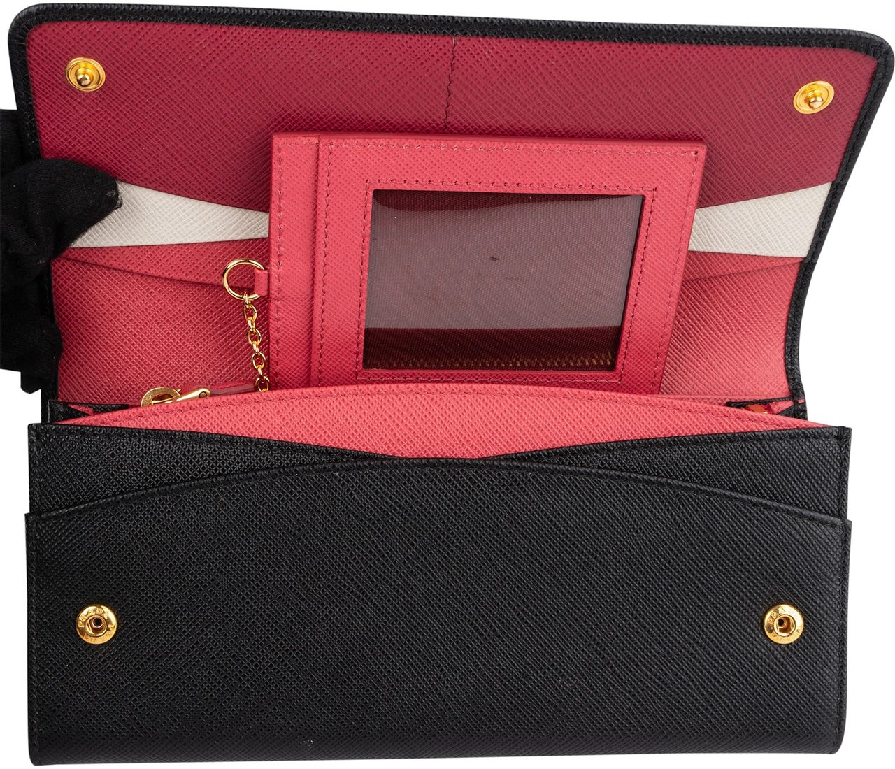 Prada Prada Saffiano Leather Continental Wallet Zwart