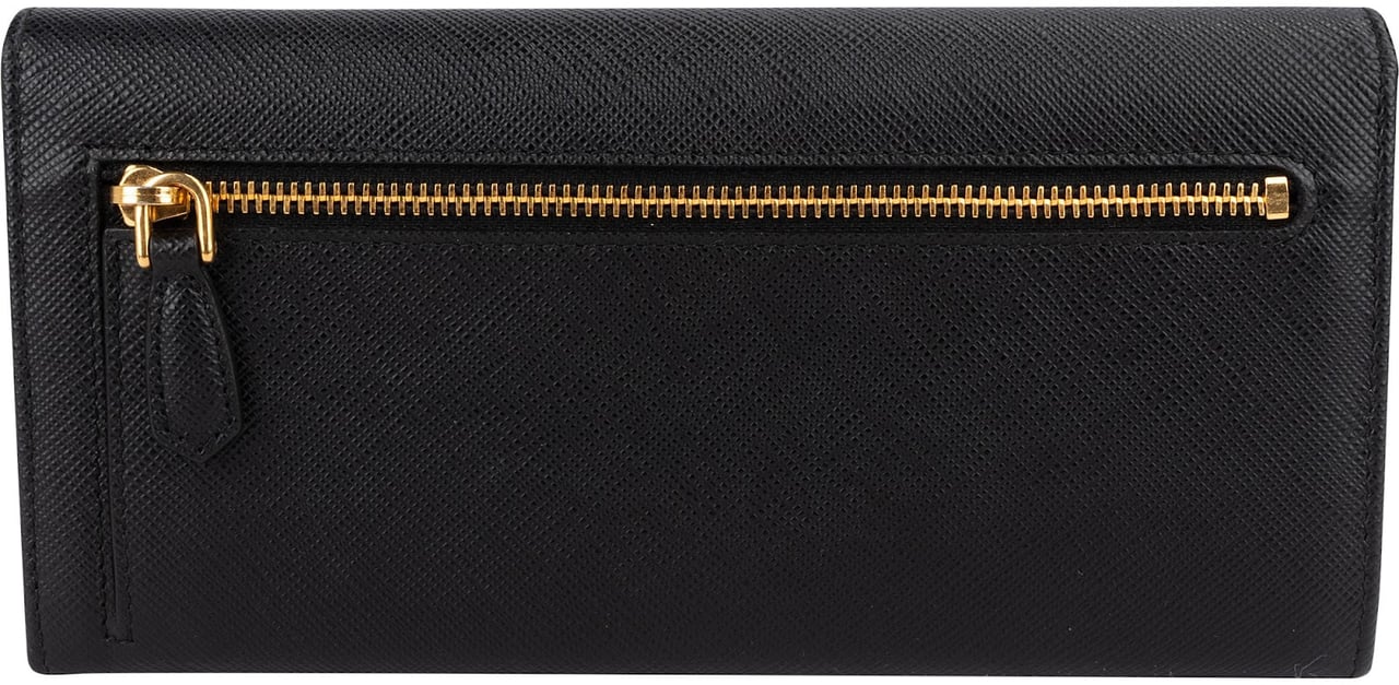Prada Prada Saffiano Leather Continental Wallet Zwart