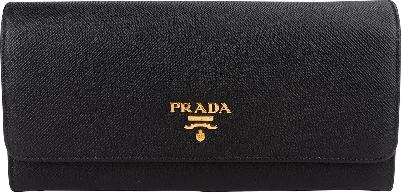 Prada Prada Saffiano Leather Continental Wallet Zwart