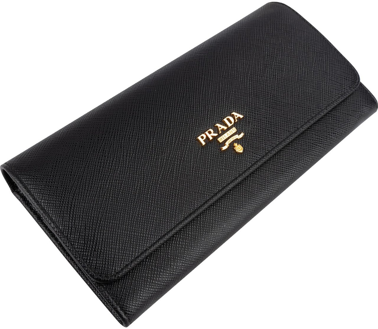 Prada Prada Saffiano Leather Continental Wallet Zwart