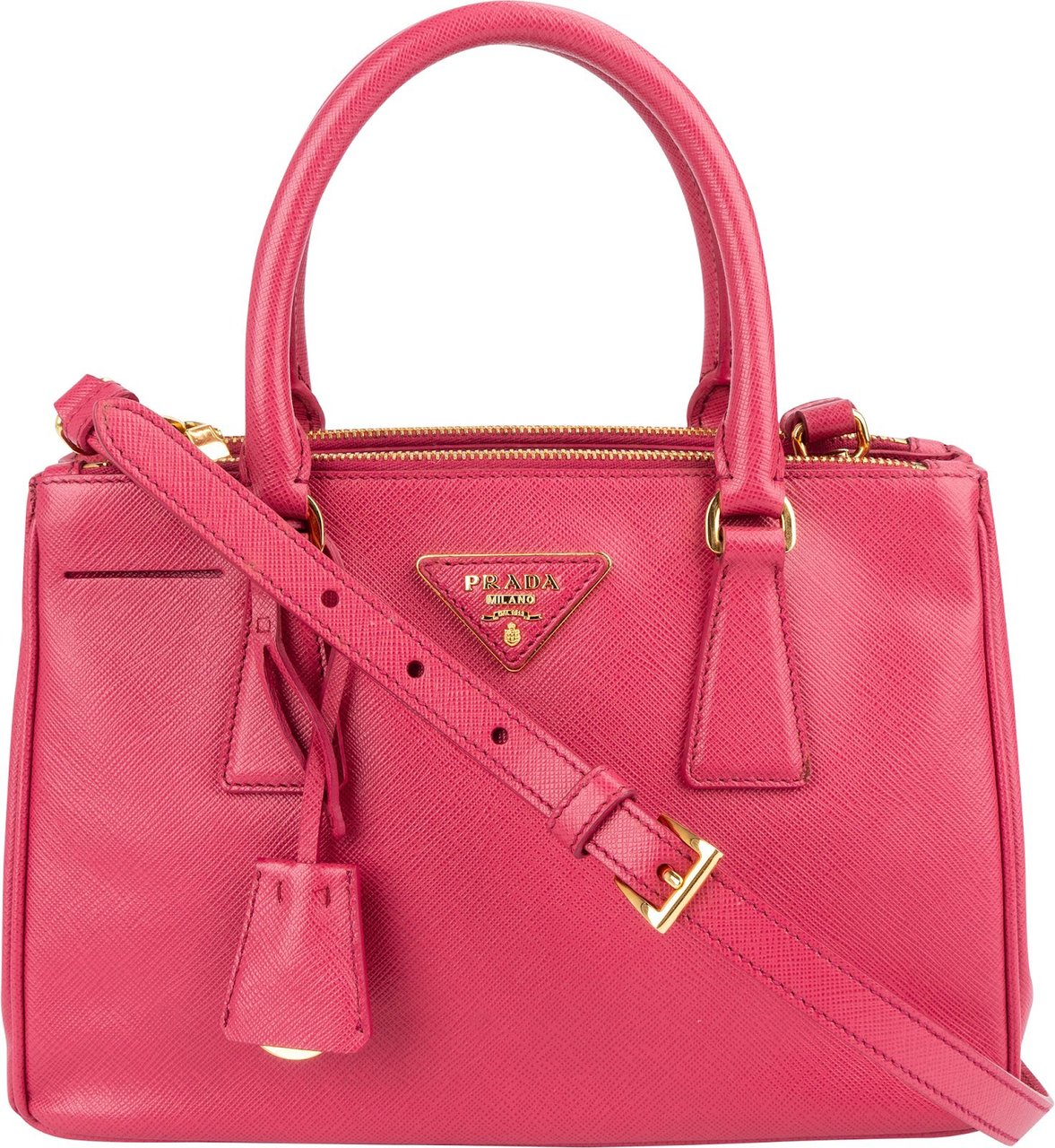 Prada Pink Saffiano Leather Small Galleria Handbag Rood