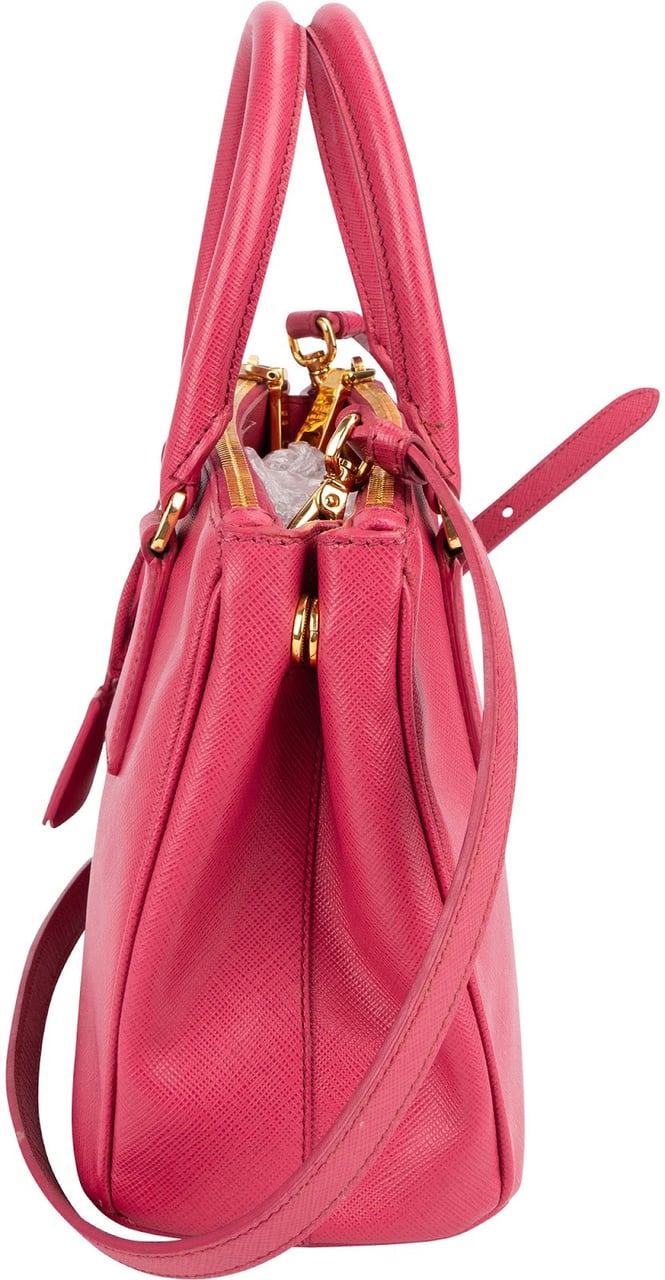 Prada Pink Saffiano Leather Small Galleria Handbag Rood