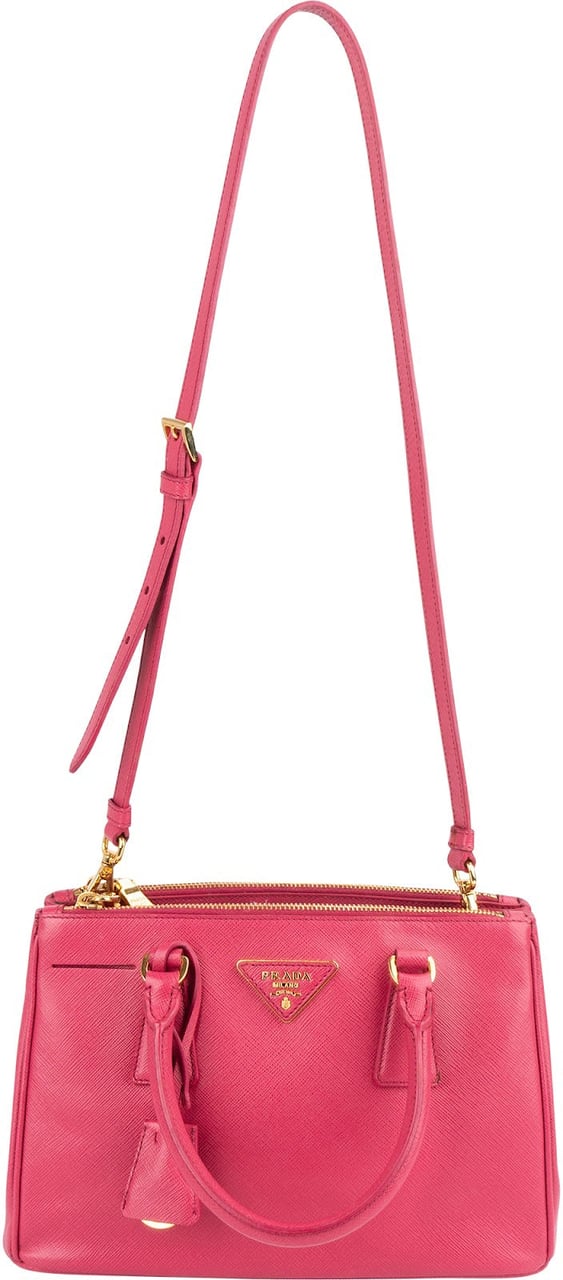 Prada Pink Saffiano Leather Small Galleria Handbag Rood