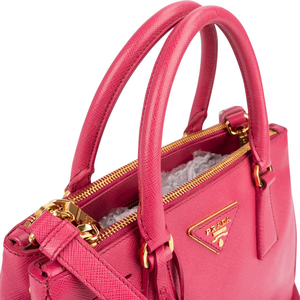 Prada Pink Saffiano Leather Small Galleria Handbag Rood