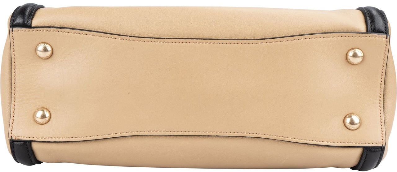 Prada Saffiano Bicolor Leather City Tote Handbag Beige
