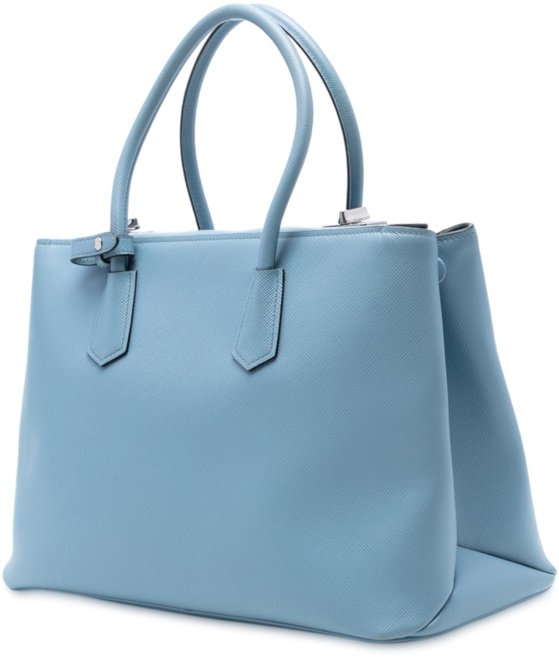 Prada Saffiano Cuir Turnlock Twin Satchel Blauw