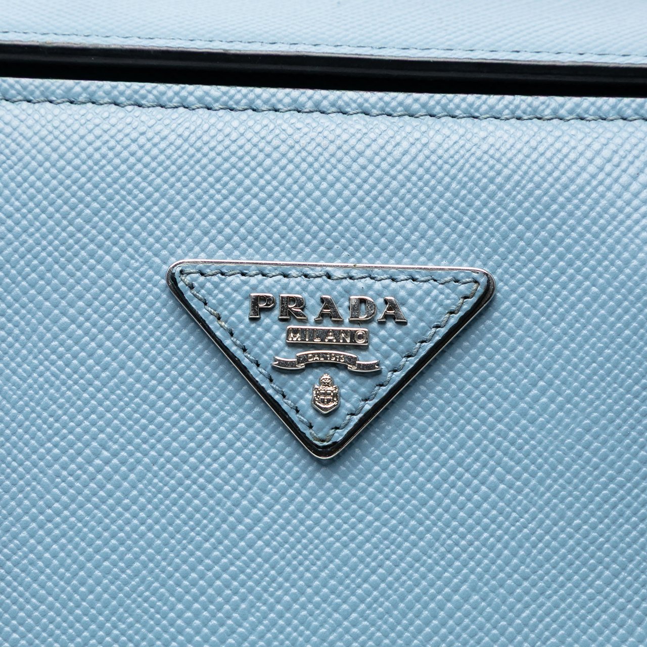 Prada Saffiano Cuir Turnlock Twin Satchel Blauw