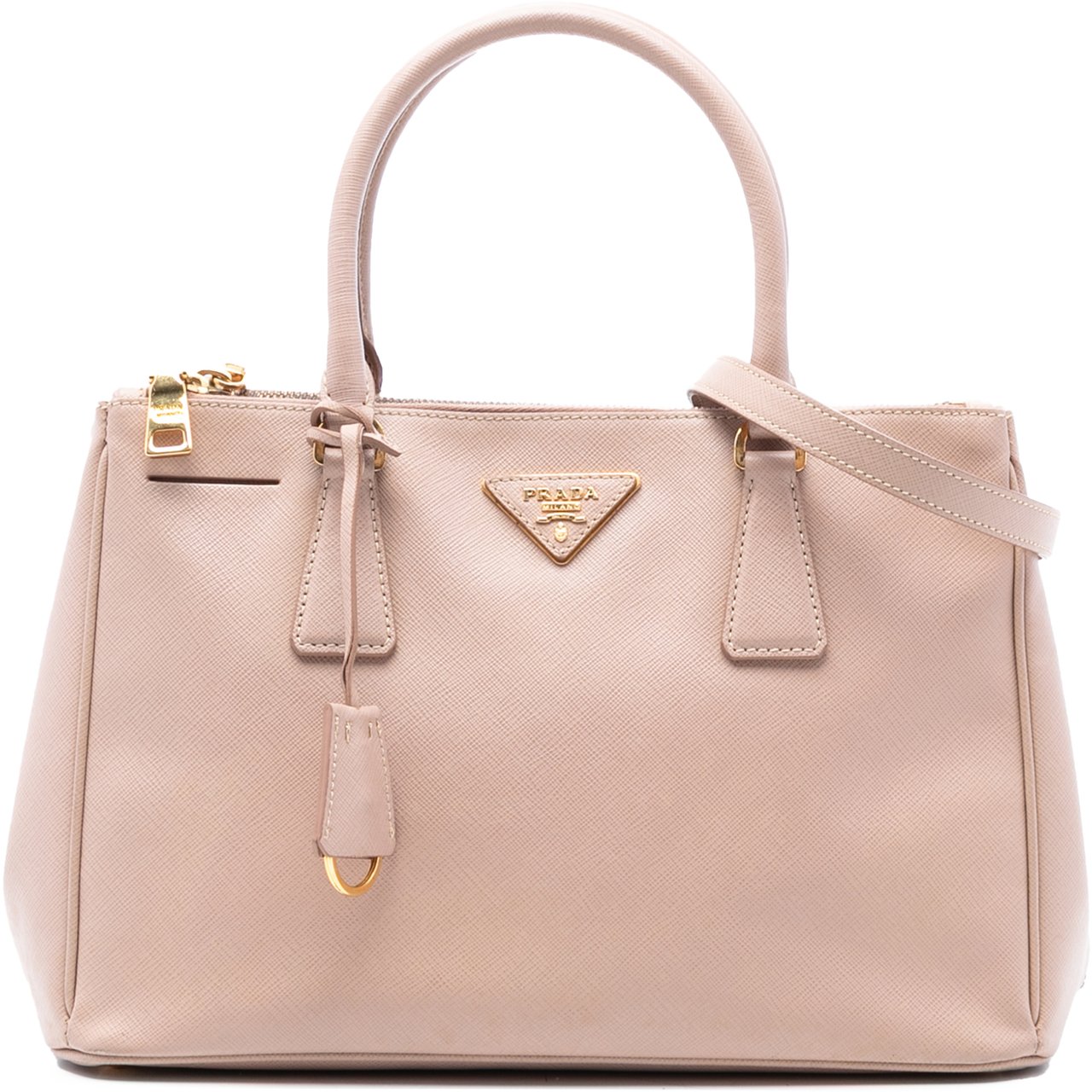 Prada Medium Saffiano Lux Galleria Double Zip Satchel Bruin