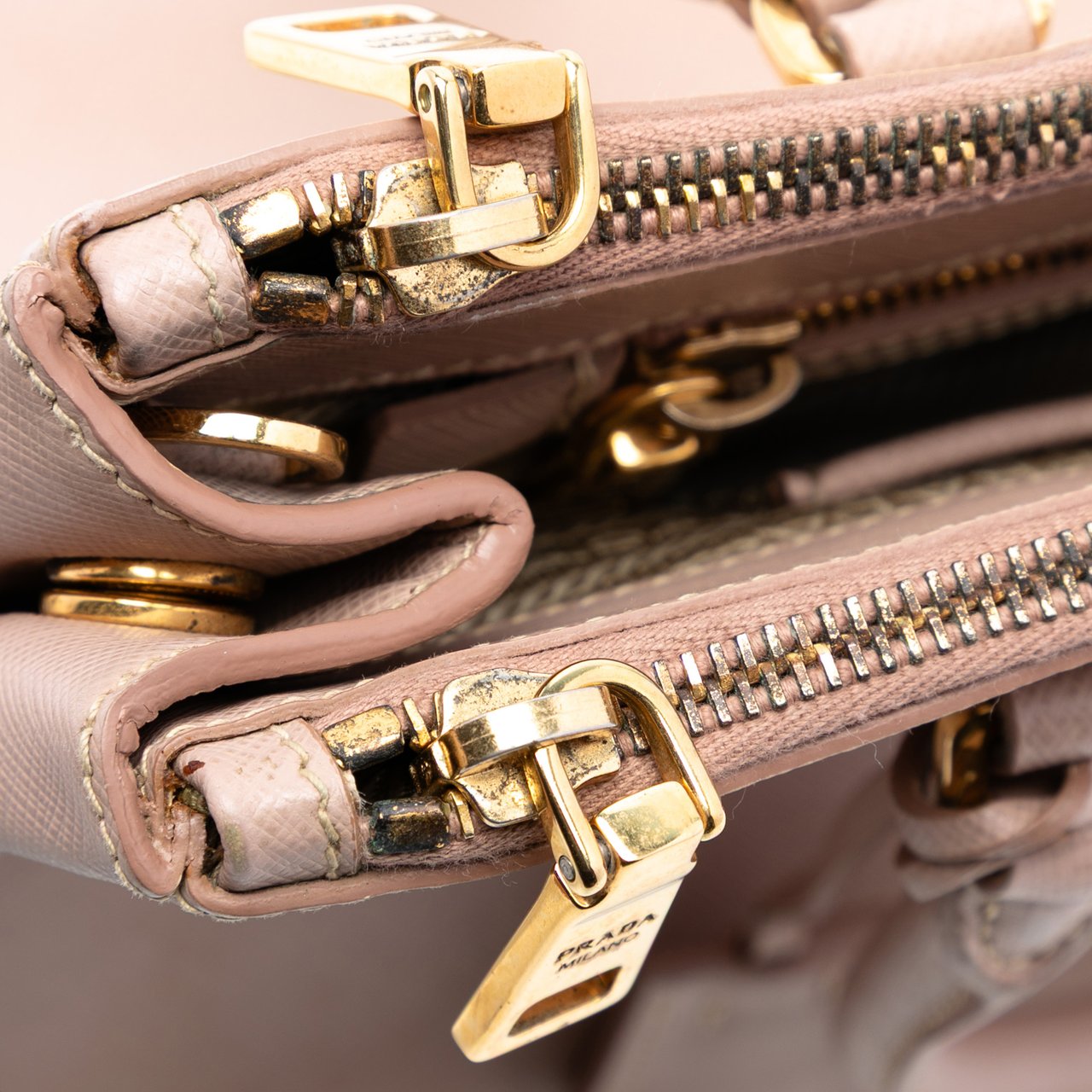 Prada Medium Saffiano Lux Galleria Double Zip Satchel Bruin