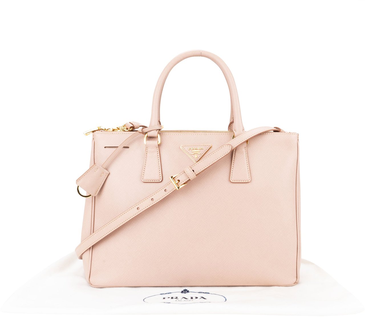 Prada Prada Rose Saffiano Leather Galleria Handbag Divers