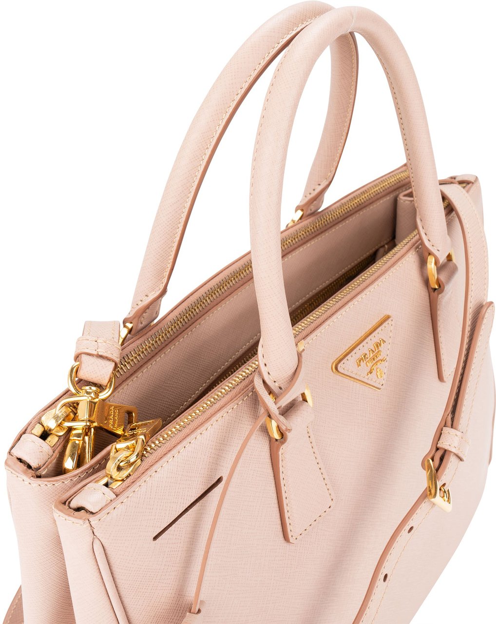 Prada Prada Rose Saffiano Leather Galleria Handbag Divers