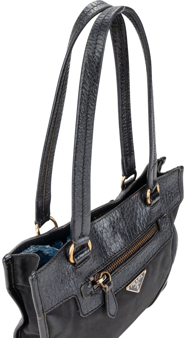 Prada Prada Black Nylon Triangle Handbag Zwart