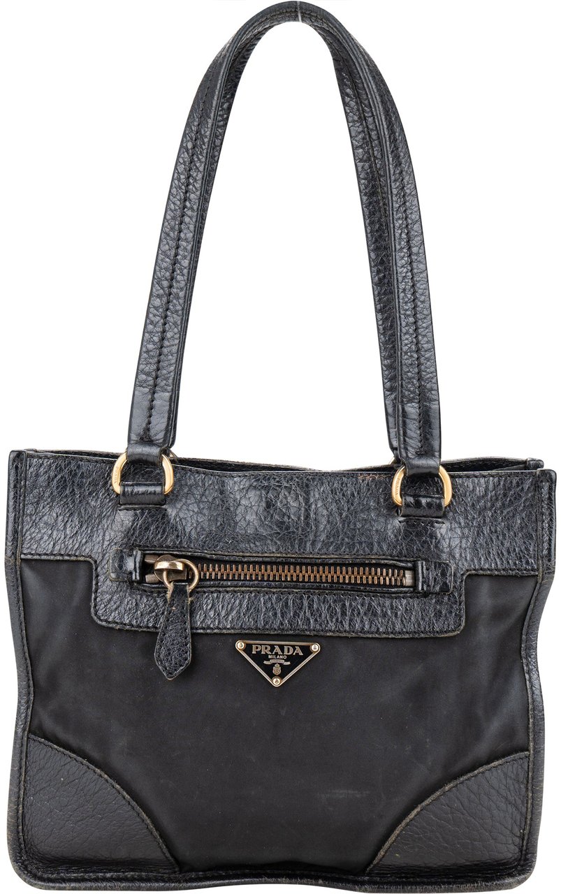 Prada Prada Black Nylon Triangle Handbag Zwart