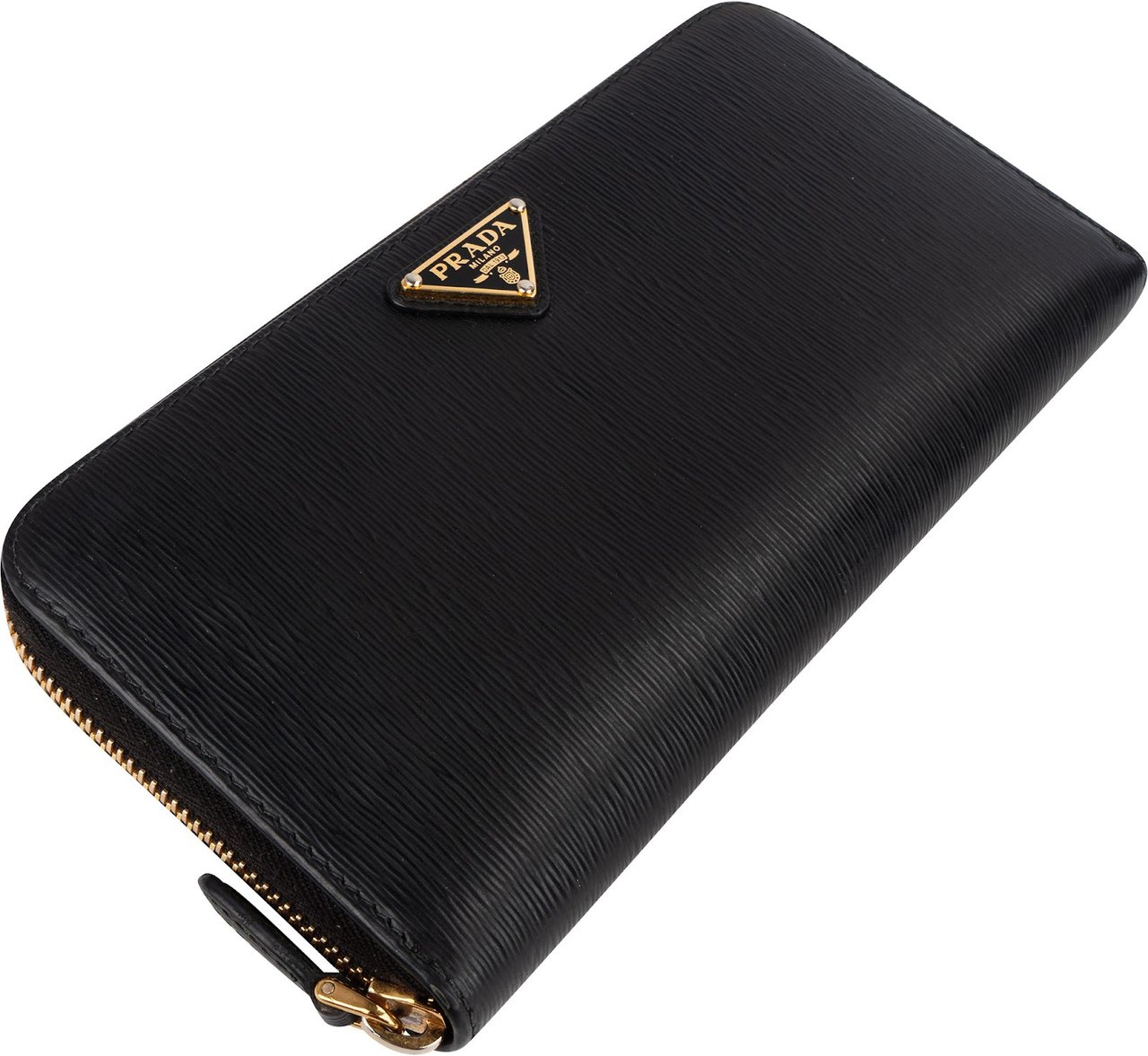 Prada Vitello Move Zip Around Wallet Zwart