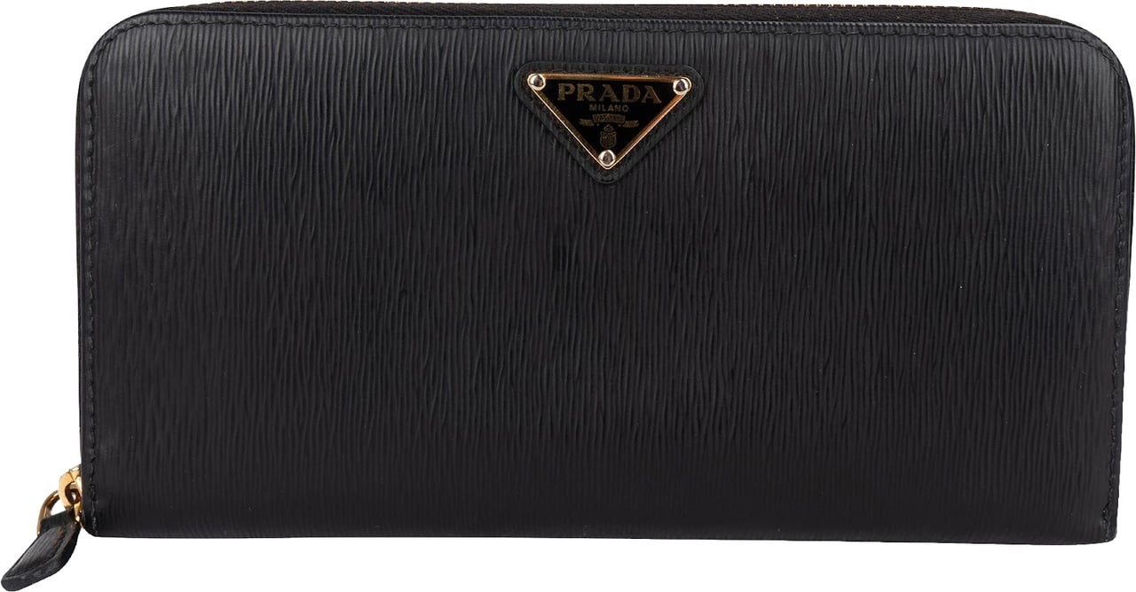 Prada Vitello Move Zip Around Wallet Zwart
