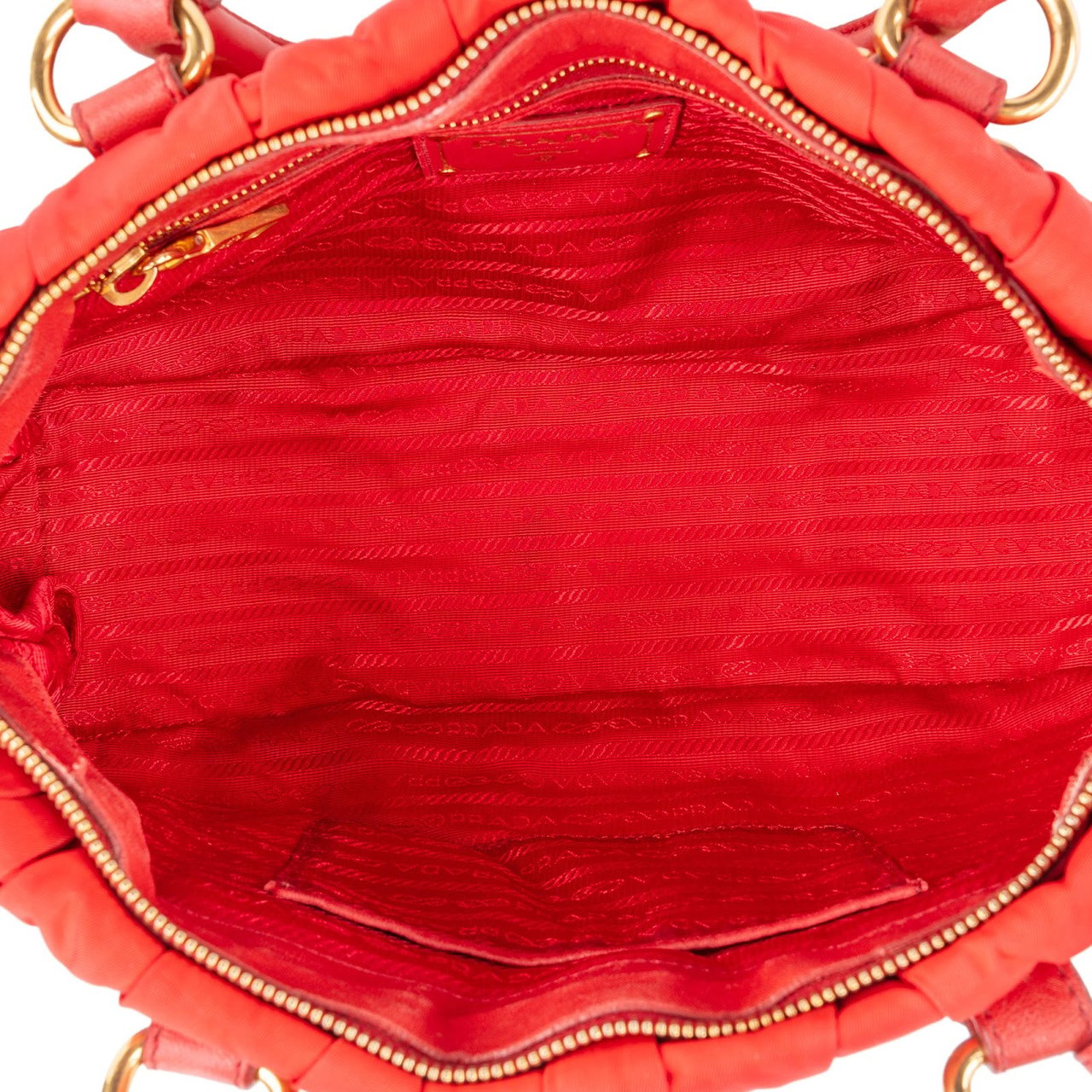 Prada Tessuto Gaufre Satchel Handbag Rood
